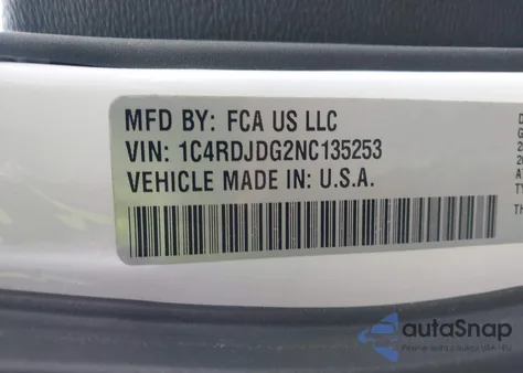 2022 Dodge Durango Gt Plus Awd z USA, uszkodzony, nr VIN 1C4RDJDG2NC135253